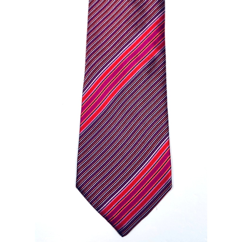 Missoni Silk Tie Pink Purple Striped Italy Luxury Designer Necktie Bold Classic